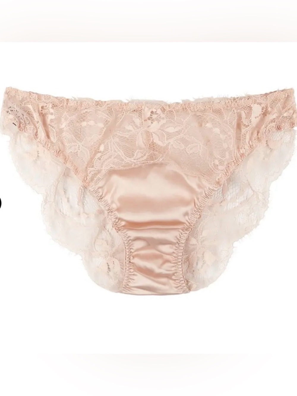 Lace-Trim Satin Bikini Panty — Blush